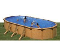Piscine hors sol acier aspect bois Alto -Ovale 7.30m x 3.75m - H 1.30m