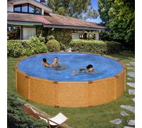 Piscine hors sol acier aspect bois Alto - Ronde Diam 4.60m - H 1.32m