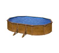 Piscine hors sol acier ovale PACIFIC aspect bois avec renforts apparents