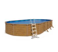 Piscine hors sol acier ovale 10,05 x 5,50 x 1,20 m aspect bois CANYON