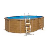 Piscine hors sol acier ovale 4,90 x 3,65 x 1,20 m aspect bois CANYON