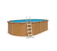 Piscine hors sol acier ovale 6,10 x 3,65 x 1,32 m aspect bois OSMOSE