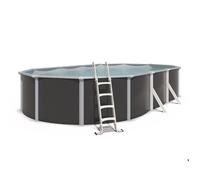 Piscine hors sol acier ovale 7,60 x 4,55 x 1,32 m anthracite VARUNA