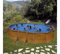 Piscine hors sol acier GRE - 527 x 327 x 122 cm - Ovale - Renforts apparents - Filtration à sable