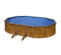 Piscine hors sol acier ovale PACIFIC aspect bois avec renforts apparents