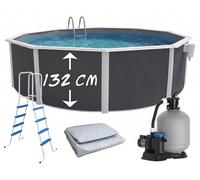 Piscine hors-sol acier Toi ANTHRACITE MAGNUM ronde Ø 550cm H 132cm liner gris