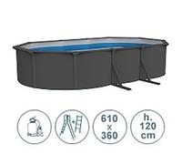 Piscine hors sol ACQUAMARINA acier gris 610x360x120 cm