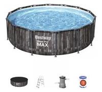 Piscine Hors Sol Bestway 105614ZGSX21 13030L Bois Polyester Gris Aspect bois gris. G