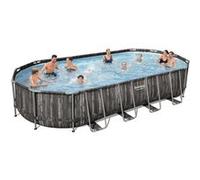Bestway Piscine hors sol tubulaire Power Steel 5611T – Ovale 732×366×122 cm (pompe, échelle, bâche)