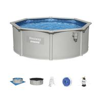 Piscine Hors Sol Bestway Hydrium Ronde Ø360x120 cm Épurateur à Sable 3.028L-H, Tapis de Sol, Bâche et Échelle