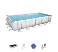 Bestway Power Steel Rectangular 7.32m x 3.66m x 1.32m, Gris/Bleu