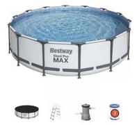Piscine Hors Sol Bestway Steel Pro Max 1056950GSX21 13030L Polychlorure De Vinyle Duraplus Gris Gris G