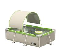 Piscine Hors-Sol Dyqyym, Ensemble de Piscine rectangulaire, Piscine Pliable, piscines encadrées, pataugeoire avec Parasol, Structure en Tubes d'acier renforcés