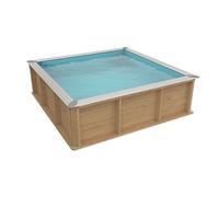 Piscine hors sol en bois carrée Pistoche 2 x 2 x H 0.64 m + couverture de sécurité automatique