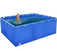 Piscine Hors Sol, Étang à Poissons Hors Sol en Toile PVC Pliable avec vanne de vidange, Bleu/Noir(Blue,1x1x0.8m)