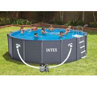 INTEX Graphite Gray Panel Pools Set Piscine 478 x 124 cm la filtration 26384NP
