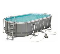 Piscine Hors Sol Ovale 549x274x122 Bestway 56710 Power Steel Gris avec intérieur mosaïque bleues et blanches G