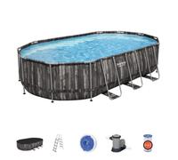 Piscine hors-sol ovale Bestway Power Steel 5611R 610 x 366 x 122 cm, effet bois