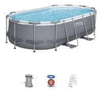 Bestway Kit piscine hors sol tubulaire Steel Pro MAX™ 427 x 250 x 100cm Ovale avec filtre et échelle
