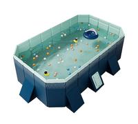 Piscine hors sol - Piscine carrée pliable, anti-collision pour adultes et animaux domestiques - Installation facile de 2 tuyaux de vidange