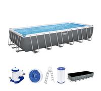 Piscine Hors Sol Power Steel™ 732 x 366 x 132 cm, Filtre à Cartouche, échelle, bâche, diffuseur Chemconnect™ Gris