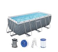 BESTWAY Piscine hors sol rectangle Power Steel 412 x 201 x 122 cm décor marbre