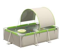 Piscine hors-sol rectangulaire avec cadre en métal, en PVC robuste, pliable, avec auvent et pare-soleil, montage facile pour arrière-cour ou jardin