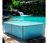 Piscine hors sol rectangulaire, cadre en acier durable, assemblage facile, capacité pour les familles et les enfants, comprend un patch de réparation, L 100 x l 300 x H 70 cm