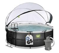 Exit Toys Piscine tubulaire Black Leather ronde 4,27 x 1,22 m avec dôme