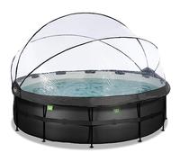 EXIT TOYS Piscine tubulaire ronde Black Leather 488x122cm avec dôme et pompe filtrante Noire