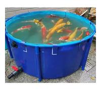 Piscine hors sol ronde en PVC flexible avec cadre Grand aquarium Koi/poissons rouges Bleu 1 x 0,6 m
