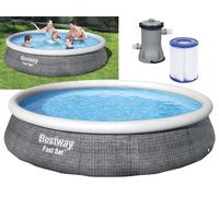 PISCINE HORS-SOL RONDE EN ROTIN AVEC ANNEAU GONFLABLE TOP BESTWAY 396xH84 -57376