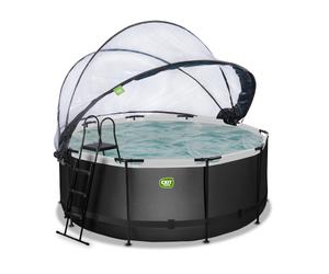 Piscine hors sol ronde EXIT TOYS 360x122cm avec Dôme-BLACK LEATHER (Noire)