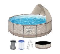 Piscine Hors Sol Ronde Steel Pro Max™ 396 x 107 cm, Filtre à Cartouche, bâche, auvent, échelle