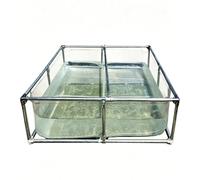 Piscine hors-sol transparente avec vanne de vidange en PVC, cadre en acier galvanisé pour carpes koï, poissons rouges, tortues, 0,5 x 0,5 x 0,7 m