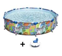 Piscine hors sol tubulaire BESTWAY - Steel Pro™ - 305 x 66 cm - Ronde + Robot aspirateur Guppy