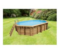 Piscine hors sol - UBBINK - Océa - Octogonale - 355 x 550 x H120 cm - En bois - Liner gris
