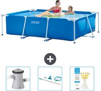 Piscine Intex à cadre rectangulaire - 220 x 150 x 60 cm - Bleue - fournie avec pompe de filtration pour piscine - kit de nettoyage - bandelettes de test