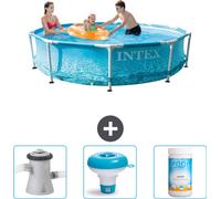 Piscine Intex à cadre rond - 305 x 76 cm - Pression de l'eau - Pompe de filtration pour piscine incluse - Flotteur de chlore - Chlore