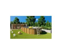 Trigano Piscine en Métal Aspect Bois Hors-Sol Ovale 755x390cm + Accessoires - J-PI9530