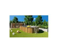 TRIGANO Piscine métal hors sol Osmose - 6,40 x 3,95 x 1,32 m - Aspect bois
