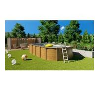 TRIGANO Piscine métal hors sol Osmose - 6,40 x 3,95 x 1,32 m - Aspect bois