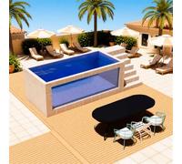 Piscine modulaire avec fenêtre de visualisation - Conteneur d'expédition de 3 m | Fonction cascade préfabriquée hors sol de qualité supérieure et LED | Structure en acier durable de qualité marine