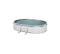 Piscine ovale acier 5,27m x 3,27m x H: 1,22m - Imitation bois Nordique Filtration à sable Renfort apparents