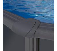 Piscine acier Louko - Gris anthracite - Ovale - 7,44 m x 3,99 m x 1,22 m - Gre - Piscine acier