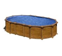 Piscine ovale acier Gre Amazonia imitation bois - 6,10 x 3,75 cm