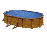 Piscine ovale acier Gré Mauritius imitation bois - 5 x 3 x 1,30 m