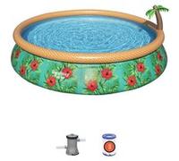BESTWAY Fast Set Piscine hors sol motif fleurs tropicales, 457 x 84 cm, avec pompe 57416