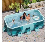 Piscine pliable - Design rectangulaire non gonflable avec support robuste et patchs pour les fêtes aquatiques d'été dans la cour ou le jardin