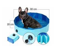 Piscine pliable pour chiens - SWEETYPET - Ø 80 cm - Bleu-rouge - Antidérapante - Robuste